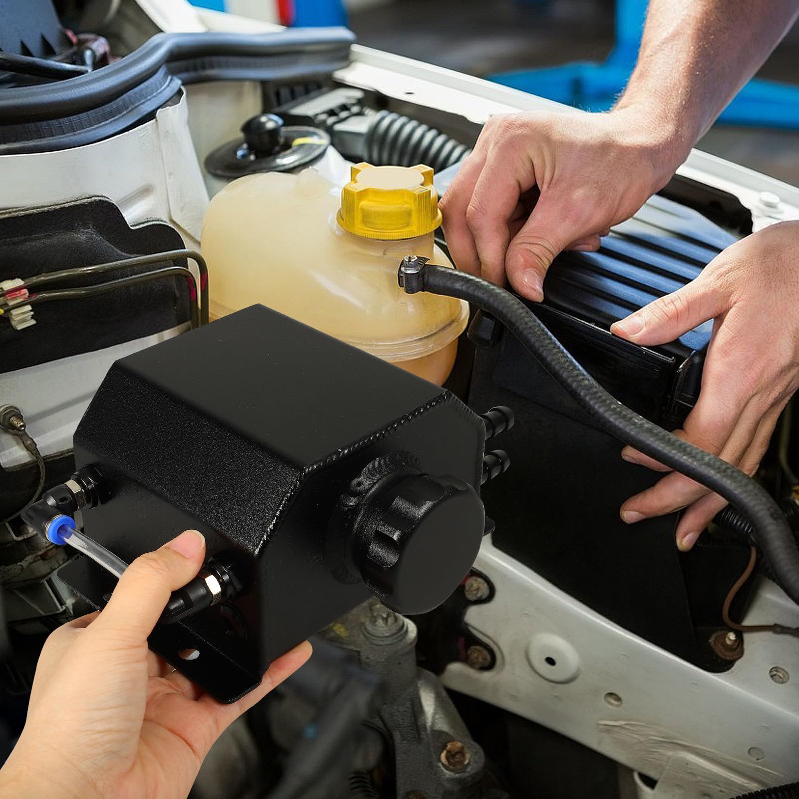 Réservoir de Récupération D'huile pour Voiture 1l Métal Noir