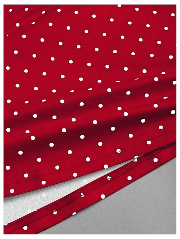 Milumia Women's Polka Dots Tube Tops CuteStrapless Peplum Baby Doll Top Red by Milumia - Used condition - Image 4
