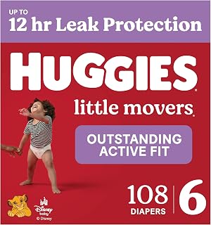 Huggies Little Movers Diapers Size 6, 108 Count (2 Packs of 54)