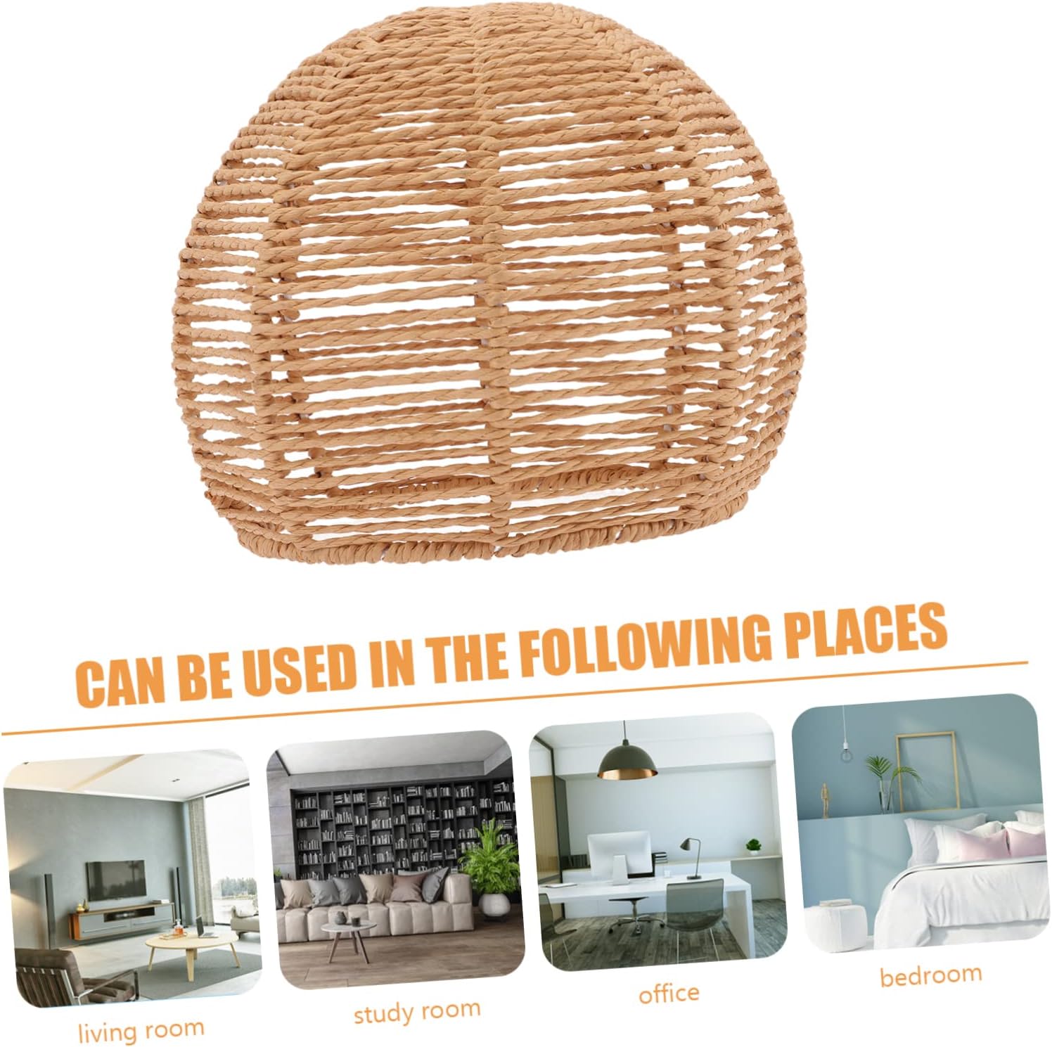 POPETPOP Rattan Lantern Chandelier Shade Hand Woven Ceiling Light Cover for Dining Room Rustic Home Decor Easy Installation Unique Design for Warm Atmosphere