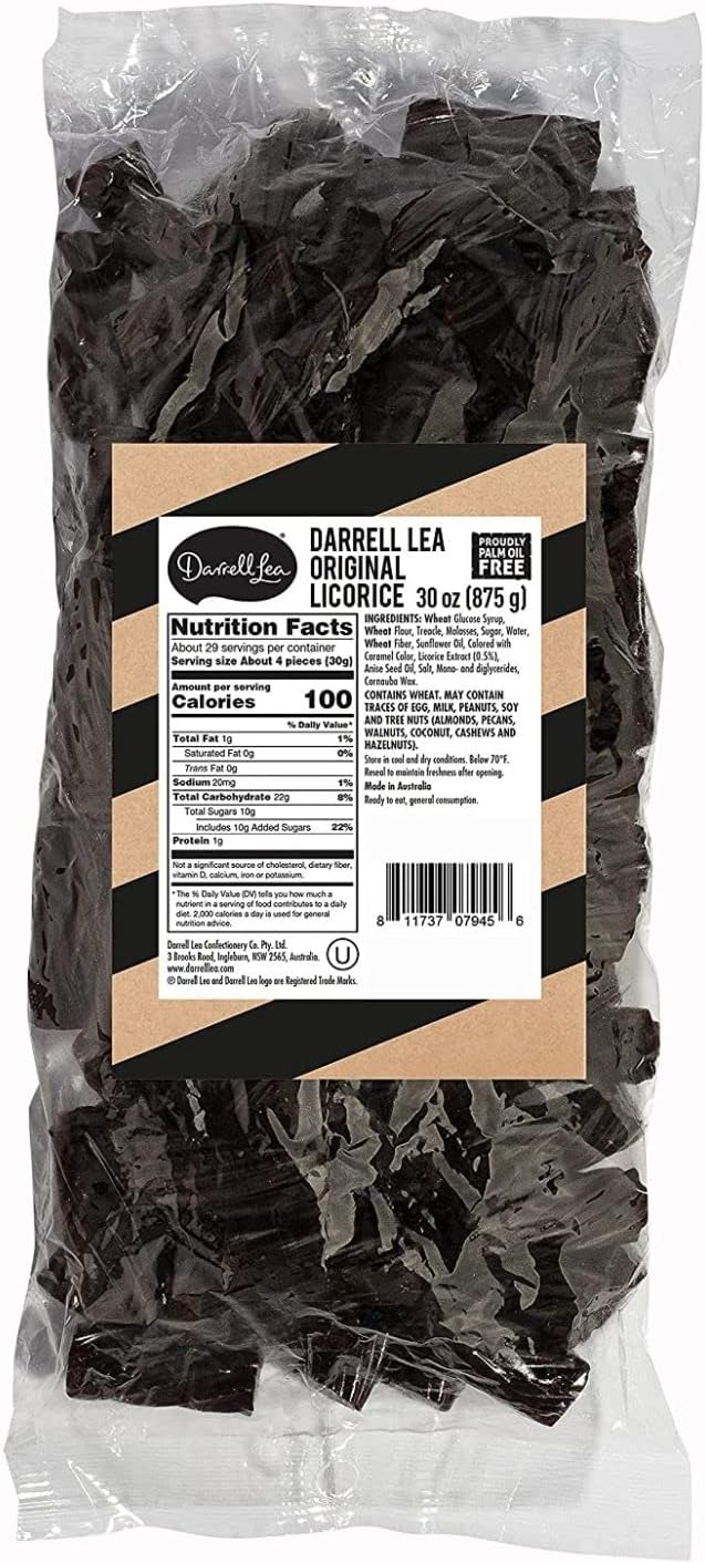 Bulk Australian Licorice, Non-GMO, No Palm Oil, No High Fructose Corn Syrup, Soft & Chewy Licorice Candy, Made in Australia (1.925 Pound Bulk Bag, Original Black)