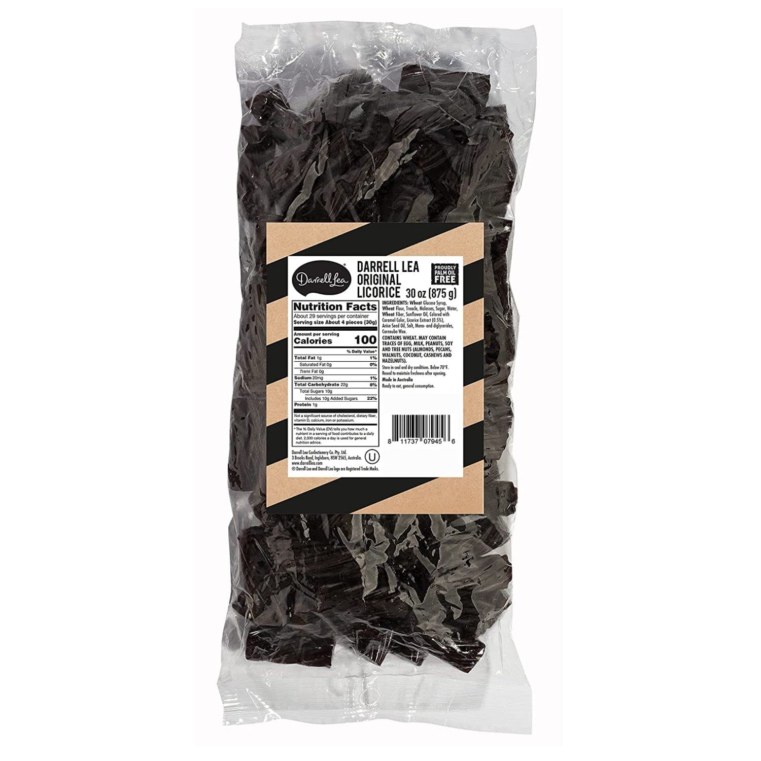 Darrell Lea Soft Australian Licorice, Non-GMO, No Palm Oil, Vegetarian Friendly, No High Fructose Corn Syrup, Soft & Chewy Licorice Candy, Made in Australia (Strawberry, 1.925 Pound Bulk Bag (Pack of 1))