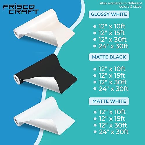 Miniatura 16 de Frisco Craft Vinilo permanente – Rollo adhesivo negro mate, impermeable y resistente a la intemperie, parte trasera de silicona, compatible