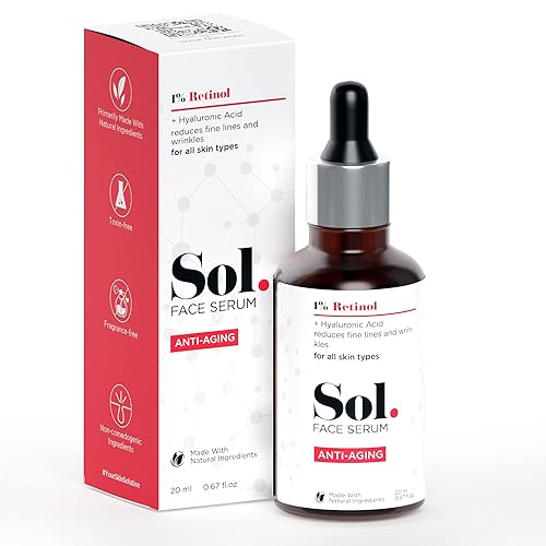 Sol. Suero facial antienvejecimiento con retinol al 1%, con base de ácido hialurónico, reduce las líneas finas y arrugas, aumenta la producción de disponible en Yaxa Venezuela
