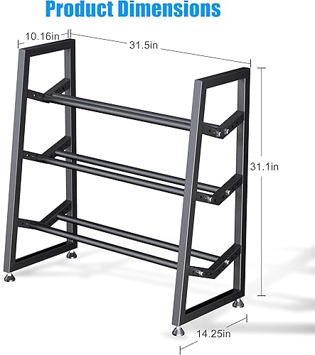 Miniatura 3 de Estante para mancuernas de 3 niveles tipo V mejorado, soporte de almacenamiento de metal resistente ajustable para mancuernas, pesas rusas y más,