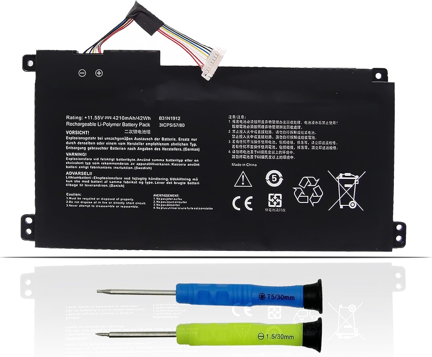 B31N1912 C31N1912 42Wh Laptop Battery Replacement for Asus VivoBook 14 E410 E410KA E410MA E510 L410 L410MA L510MA Series Laptop 3ICP5/57/80 11.55V
