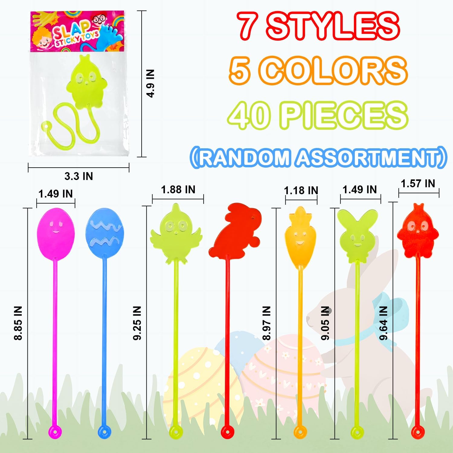 Easter Basket Stuffers for Toddlers 40 Pack, Non Candy Easter Sticky Hands Egg Hunt Fillers Supplies for Kids, Small Party Favor Fidget Toys Classroom Gifts Prize Goodie Treat Bag Stuff for Boys Girls