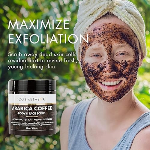 Miniatura 8 de Cosmetasa - Aceite de masaje de celulitis exfoliante de café masajeador y guante  exfoliante para el cuerpo y la cara del café arábigo tonifica e