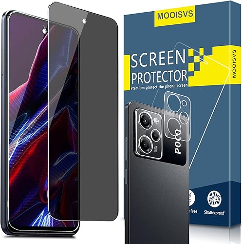 MOOISVS2+2 For Xiaomi Poco X5 Privacy Tempered Glass Screen Protector(2packs)+Camera Lens Protector(2packs), Ultra HD Tempered Glass Film, Anti-Spy,