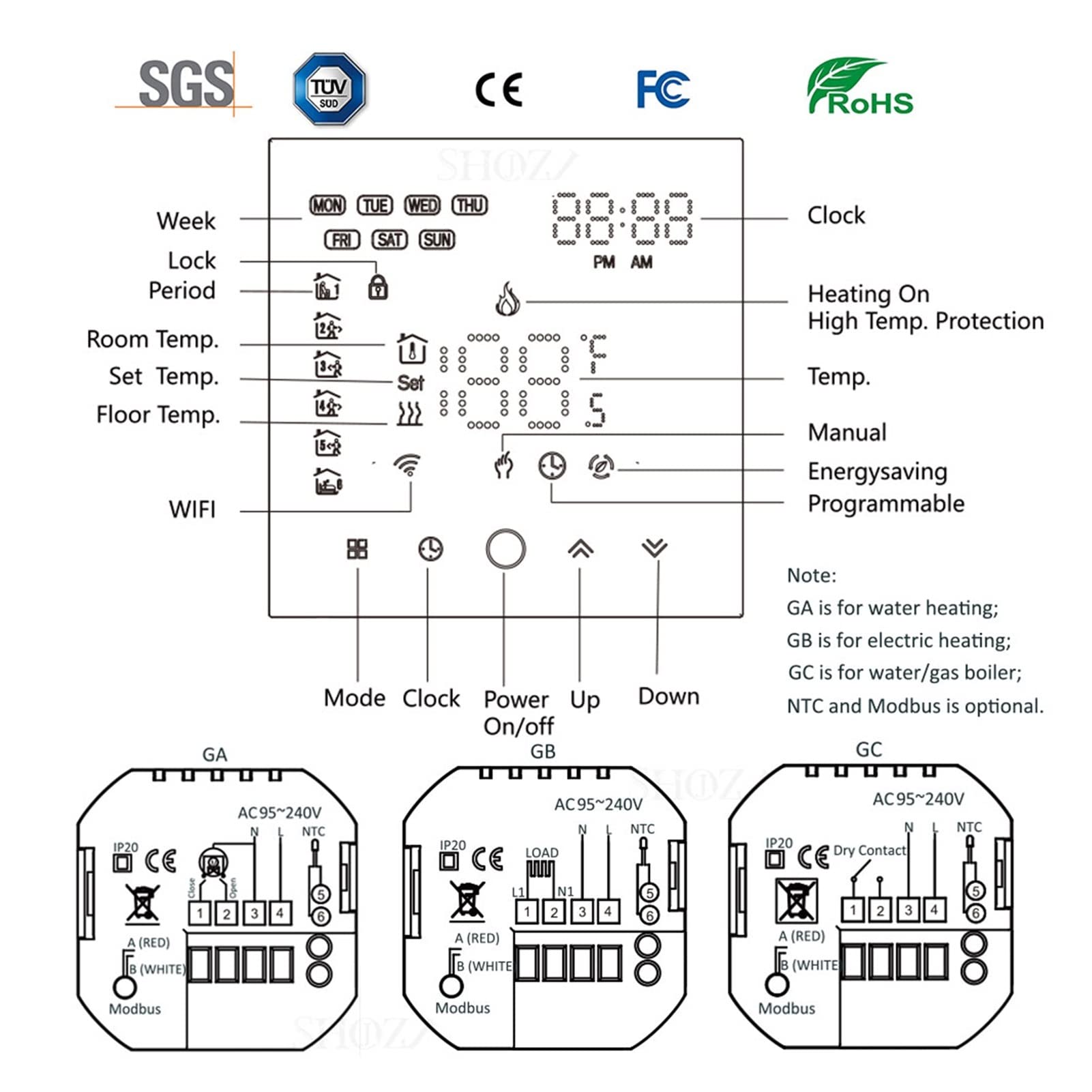 Cyfrowy higrometr termometr wewnętrzny Termostat WiFi 1. 6a 5a. Inteligentny dotyk Ciepły regulator temperatury podłogi elektryczny ogrzewanie ogrzewania kotłowy Tuya Aplikacja Pilot Z wyświetlaczem L