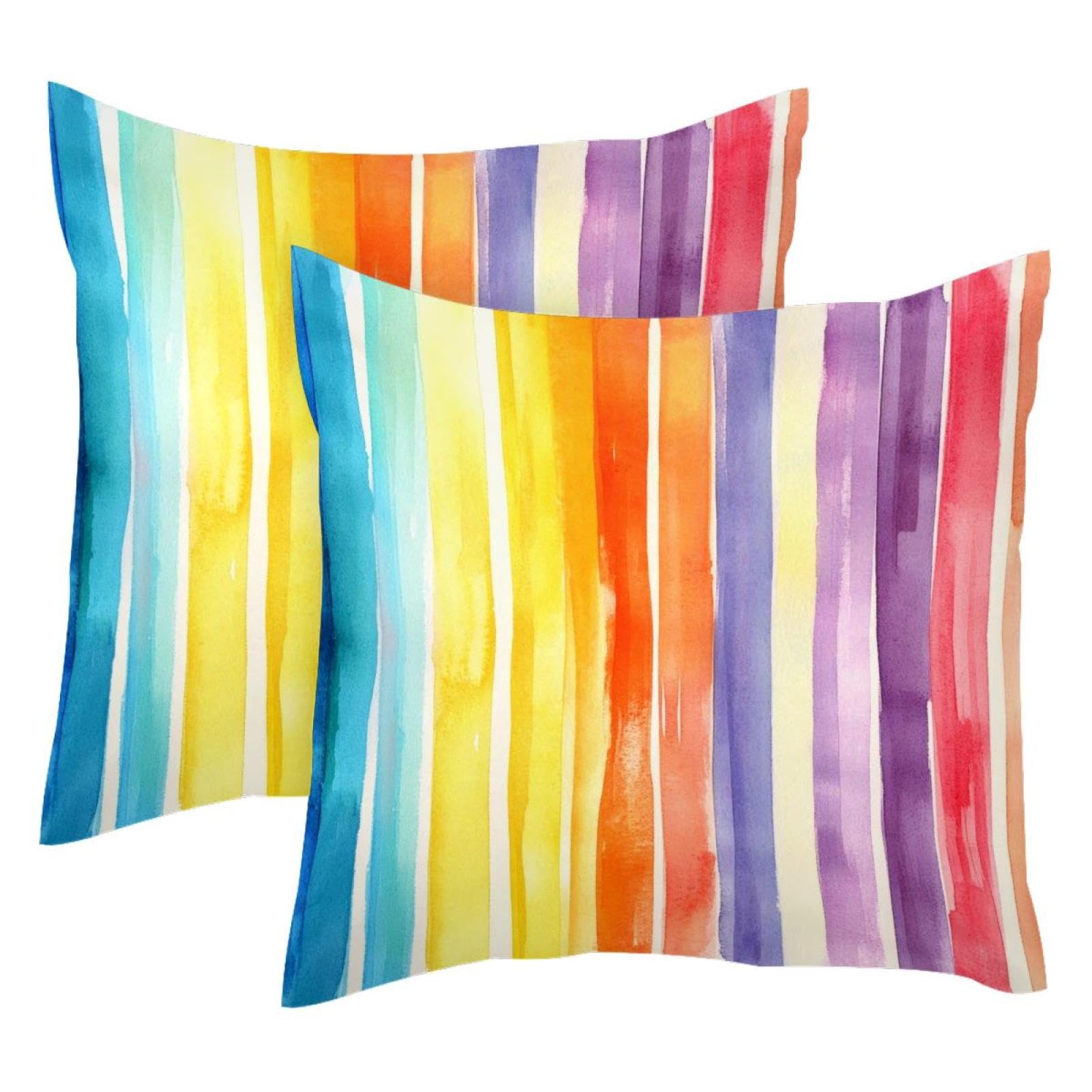 Fundas de cojín de terciopelo 50x50 cm con diseño arcoíris para decoración de salón