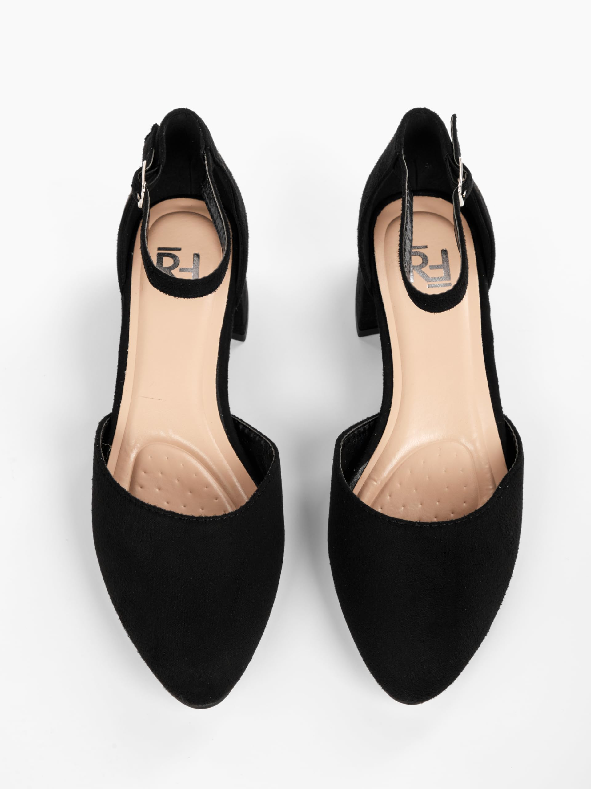 Tacones, Zapatos de Tacón Mujer, 4 cm Tacón Bloque, Negro/Beige, Piel sintética/Microfibra, 12692