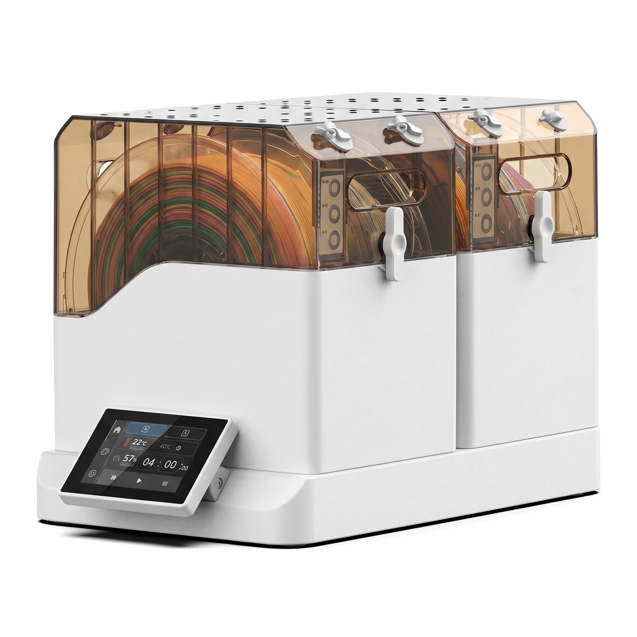 WHOOLEFUN 3d Printer Filament Dryer, 4-spool Filament Dehydrator Storage Box, For 1.75mm, 2.85mm, 3mm Filament Storage, 45-70℃ Temperature, Auto Humidity Control, For Improving Print Quality