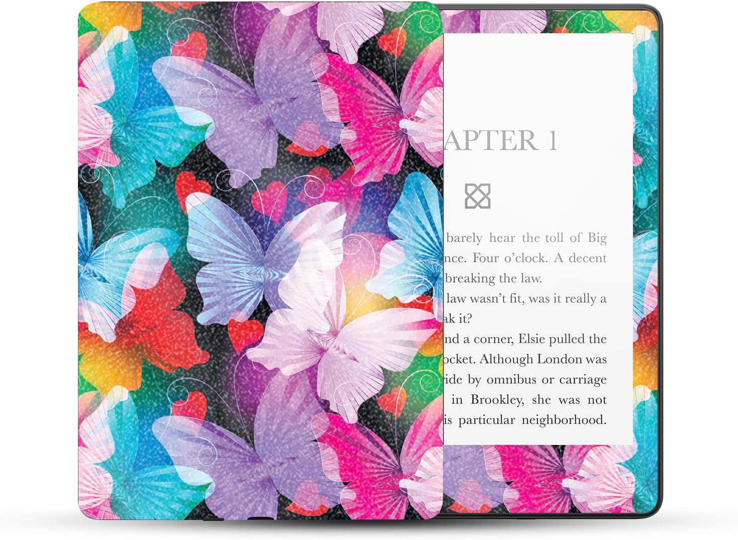 MightySkins Glossy Glitter Skin Compatible with Amazon Kindle Paperwhite 5 6.8-inch 11th Gen (2021) Full Wrap - Prismatic Butterflies | High-Gloss Glitter Finish | Easy to Apply | Made in The USA