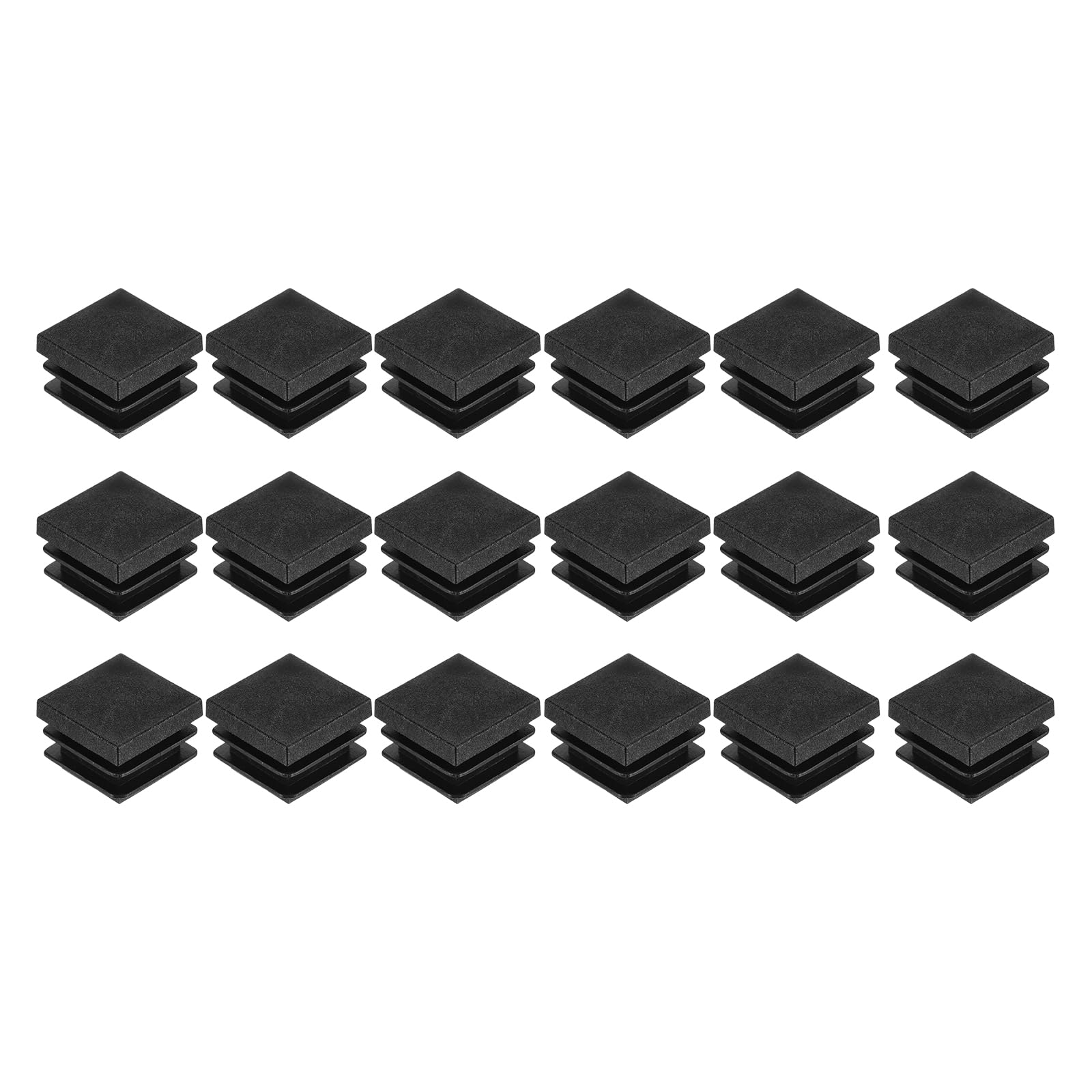 uxcell 18Pcs Square Plastic Plugs, 22 x 22mm/0.87 x 0.87inch PE Pipe Tubing End Caps for 17-20mm/0.67-0.79inch Square Tube Furniture Chair Leg, Black