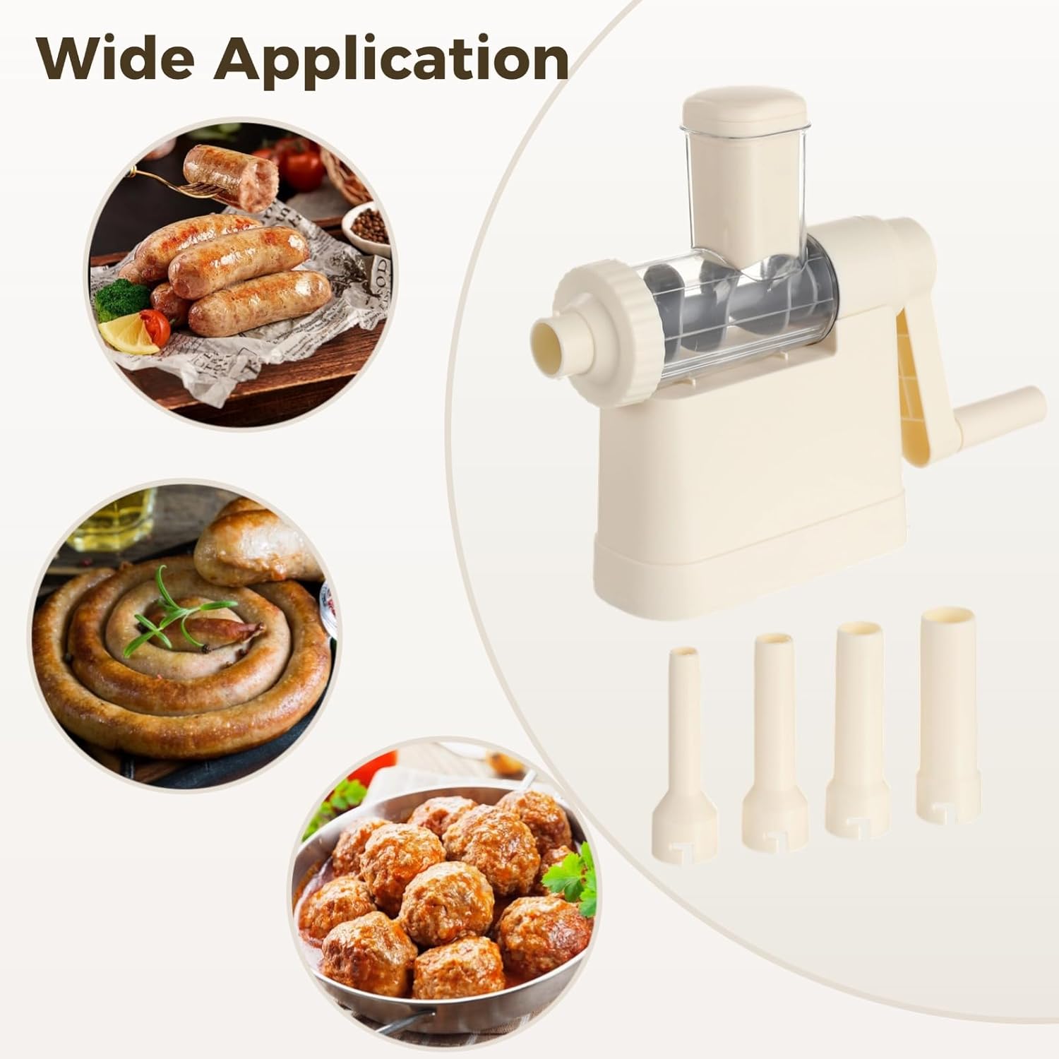 Manual Sausage Stuffer with 4 Stuffing Tubes, Sausage Maker for Bratwurst, Hot Dogs, Meatballs, Easy Home Filling, Meat Grinder, Kitchen/Butcher Shop