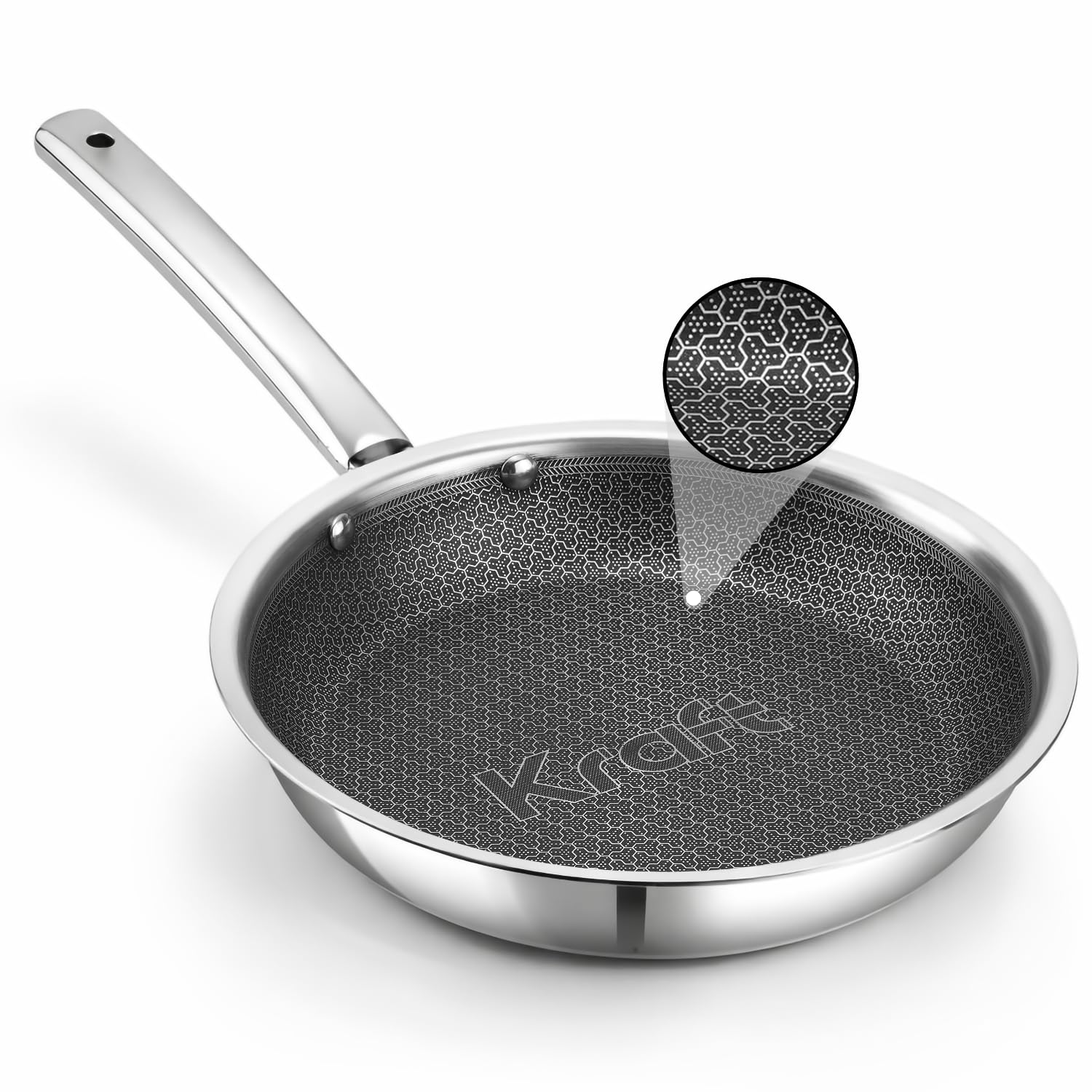Kraft Futuretec Pro Triply Stainless Steel Honeycomb Frying Pan 22 cm, 1.6 litres | Non Stick Fry Pan for Omelette | Stick-Resistant Hexa Design | Metal Spatula Safe | Induction & Gas Compatible-image-18