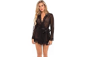 Oh la la Cheri Lingerie Provence Eyelash Lace Robe and G-String Set