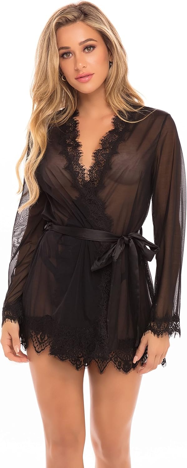Lingerie For Women Robe + G-String Provence Eyelash Lace Oh là là Chéri