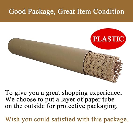 16 x6.5FT Plastic Rattan Cane Webbing, Woven Open Mesh Cane Net Roll for DIY Caning Furniture Decor Projects: Chair, Cabinet, Ceiling and Door(79x16 in)