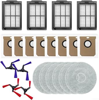For Deerma X70 DEM-X70 Robot Vacuum Parts, Pack with Side Brushes, Filters, Mop Cloths and Dust Bags, Ensures Deep Clean FloorsB