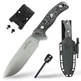 Nº7 Bushcraft Survival Full Tang Fixed Blade Outdoor Camping Utility Hunting Knife with Kydex Sheath Horizontal Vertical Carry | BÖHLER N690C Steel Fire Starter Scraper | Gift For Him