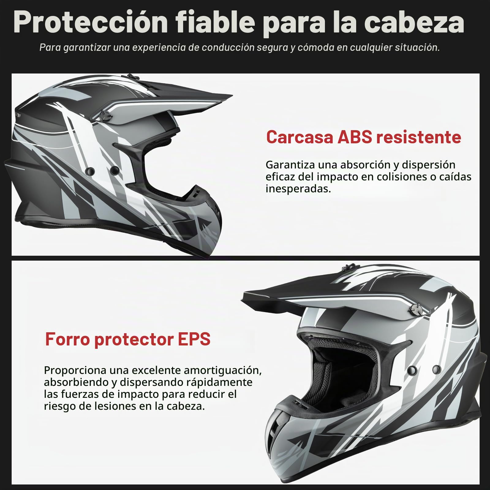 Favoto Casco Integral de Motocross para Adultos, Casco Off Road Downhill Unisex ECE 22.06 Certificado para Moto Quad ATV UTV (sin Visera) L 59-60 cm Multicolor