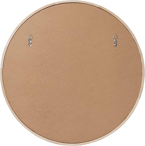 Miniatura 14 de LYYYXGYP Espejo redondo de madera de 24 pulgadas, espejo de pared de granja con marco de madera, espejo circular marrón para baño Marrón,Gris,Madera