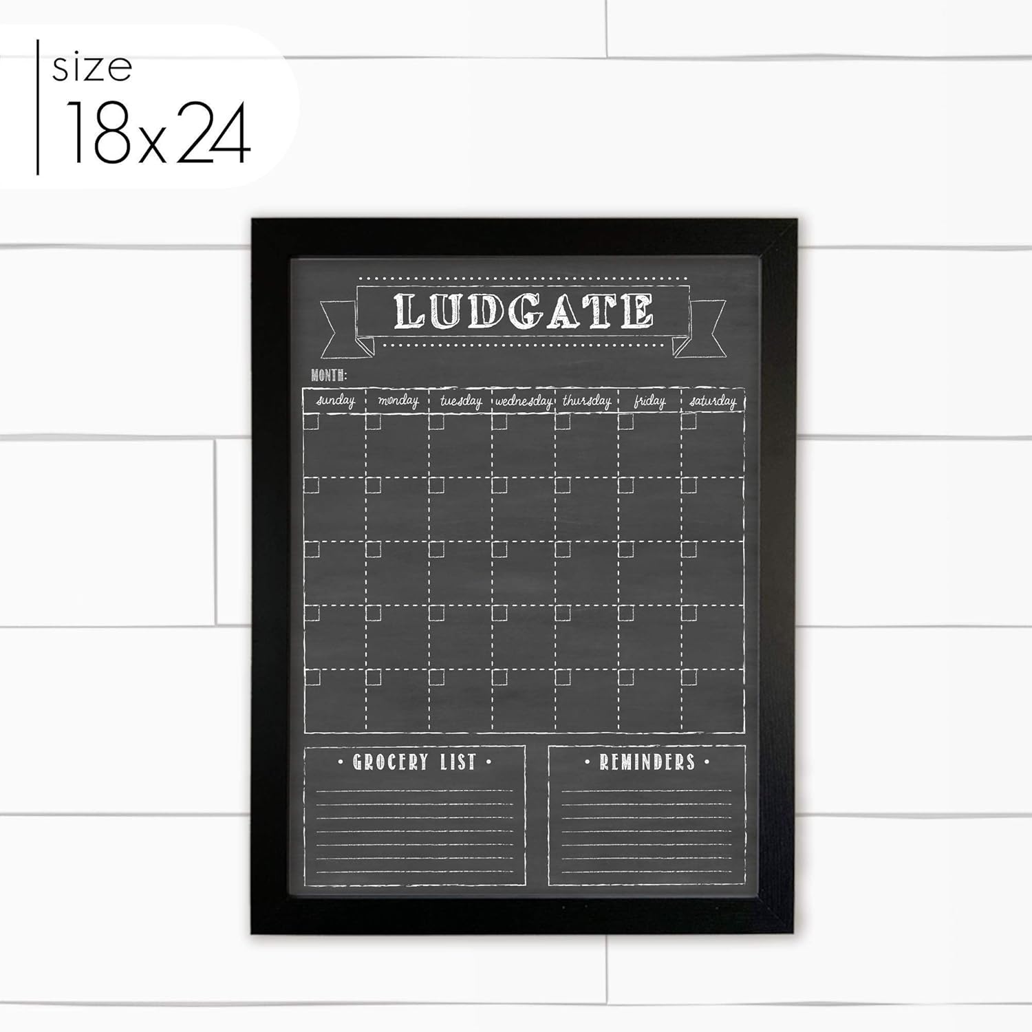 Framed Wall Calendar, Custom Dry Erase Calendar, 18x24 or 24x36 Framed Reusable Calendar, Chalkboard Style Family Name Calendar, 2023 Planner, Command Center, Wet Erase Calendar