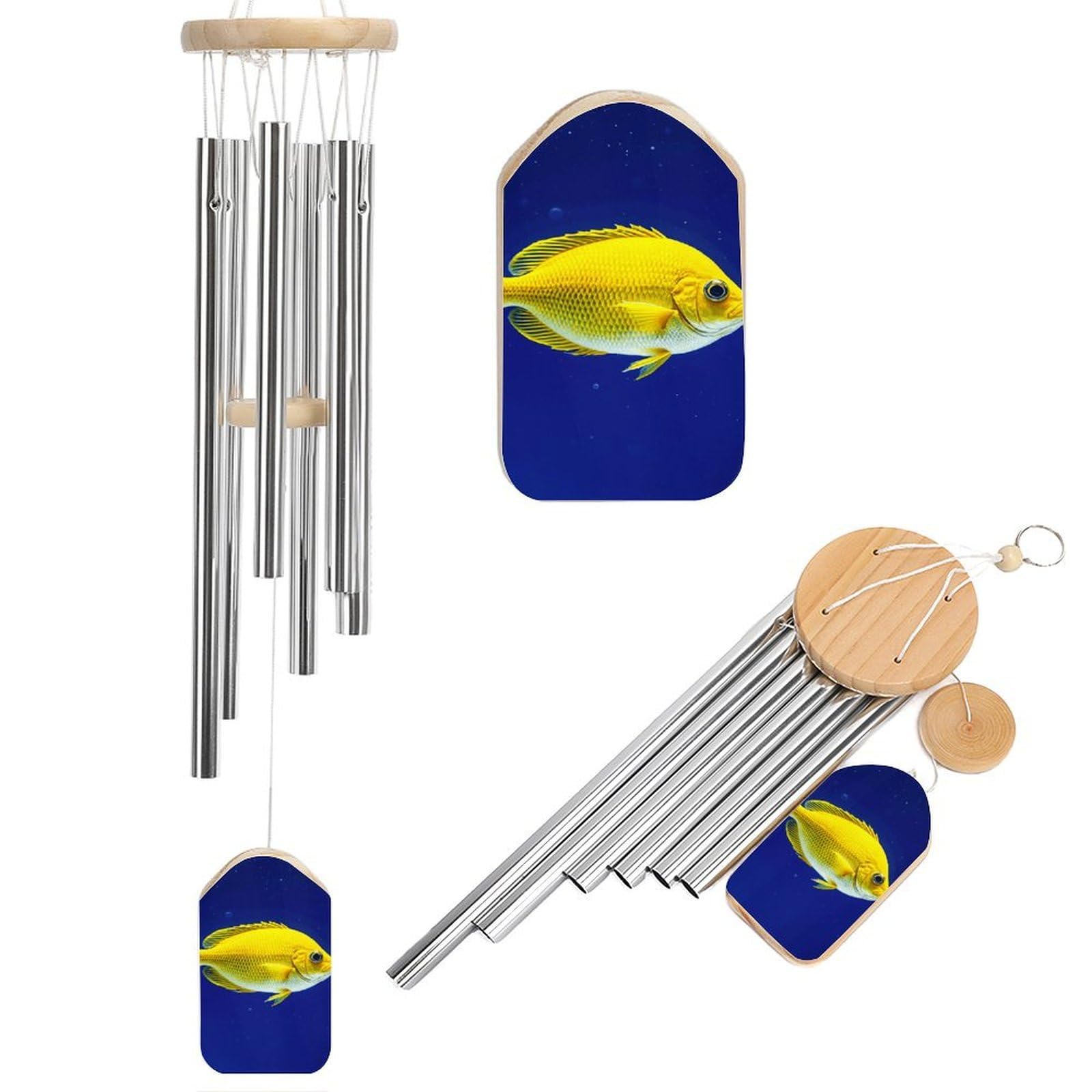 Carillon commémoratif poisson en aluminium au ton profond et finitions haut de gamme