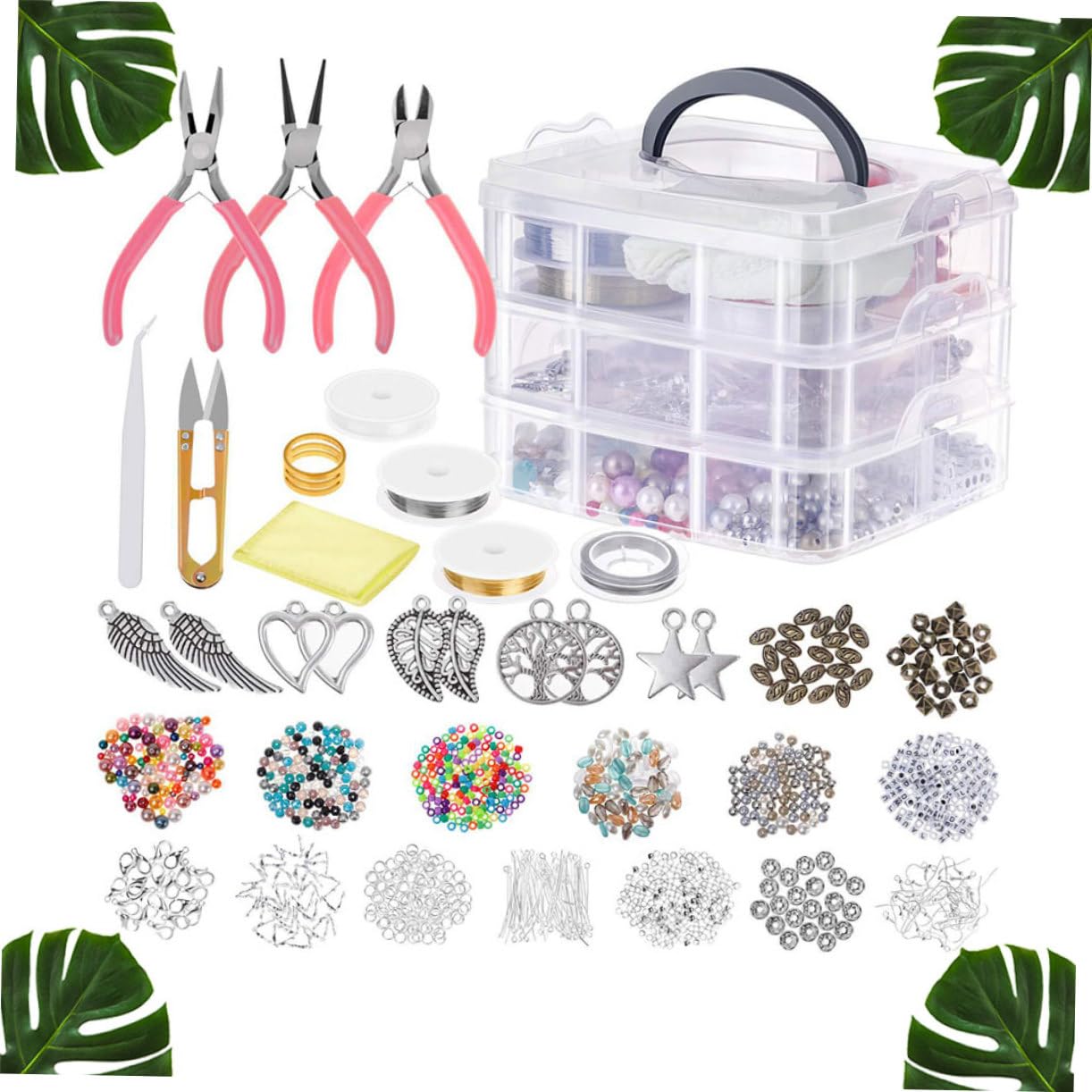 Hohopeti Kit de Fabrication de Bijoux DIY 1186 Pièces, Trois Couches