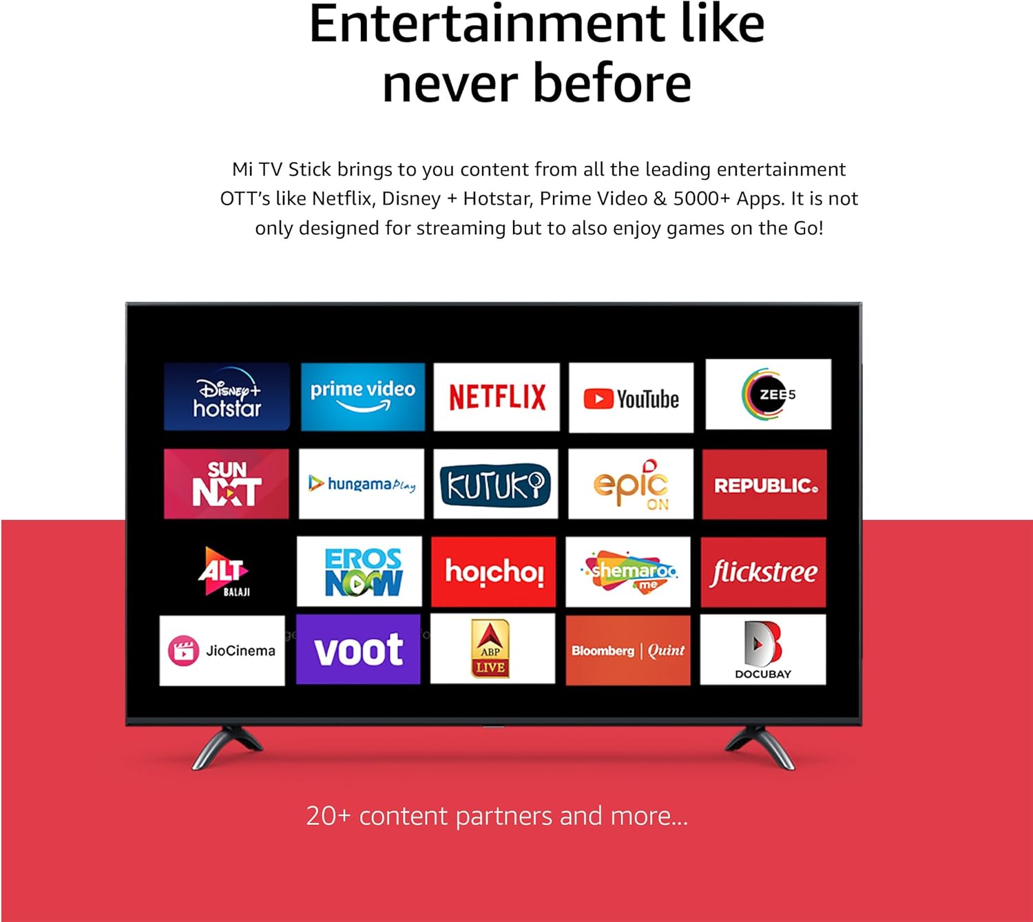 Various streaming app logos displayed on a TV screen