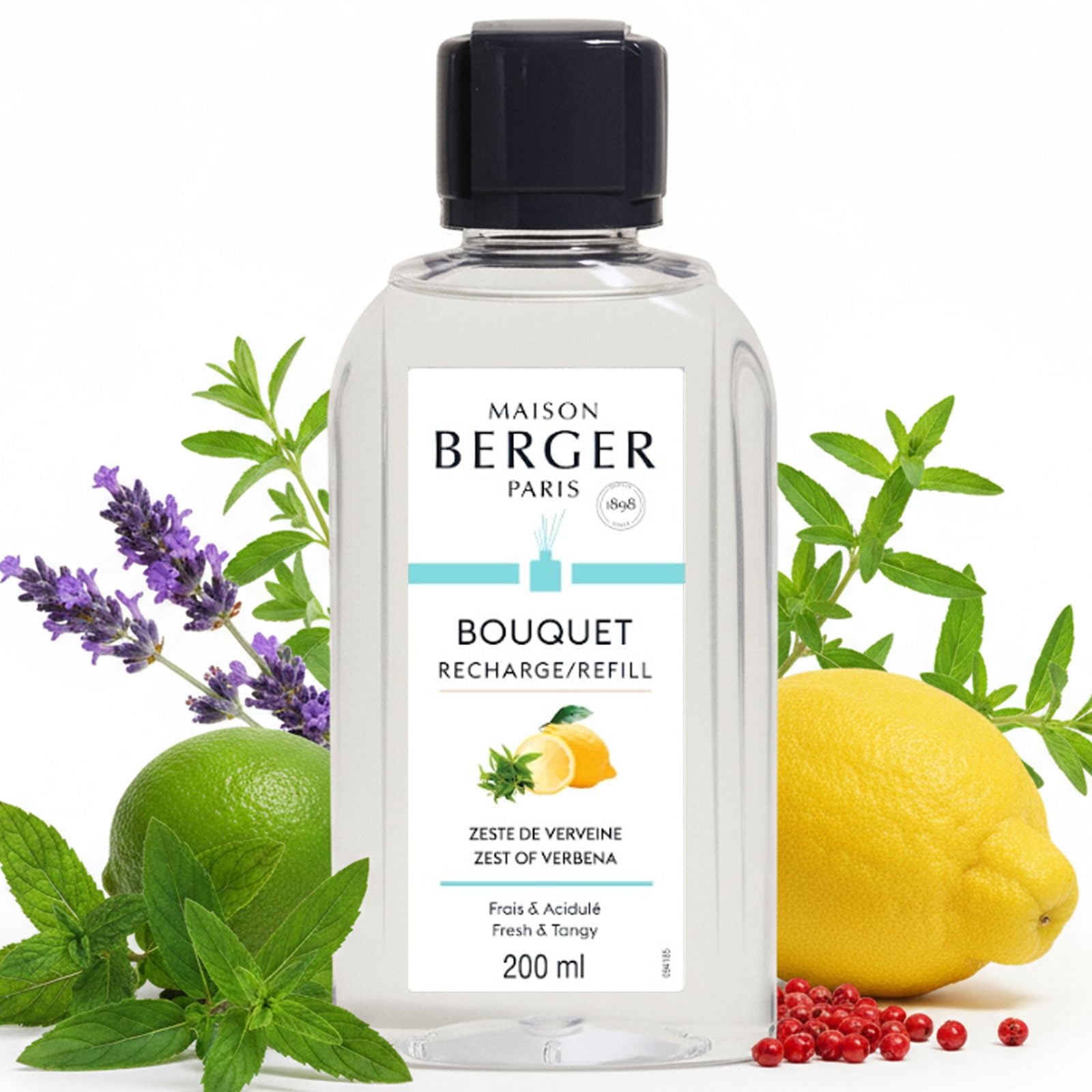 Zest of Verbena Fragrance Refill – 200 mL / 6.76 fl oz Oil for Reed and Ceramic Diffusers Citrus and Verbena Scent with Lime, Mint, and White Musk – Uplifting and Fresh Energy for Home