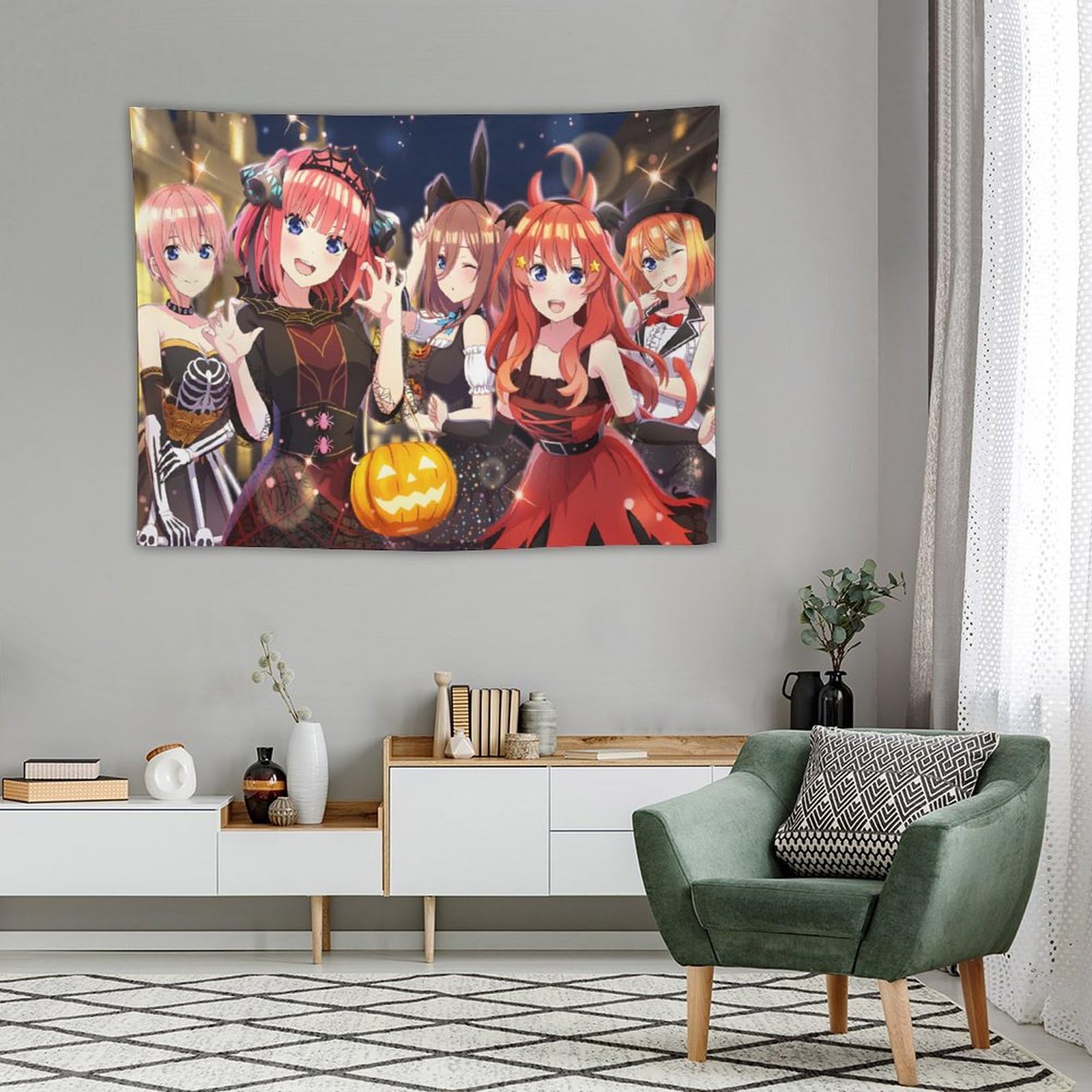 Amazon.co.jp: 五等分の花嫁 タペストリー 壁掛け 多機能 中野 一花 二