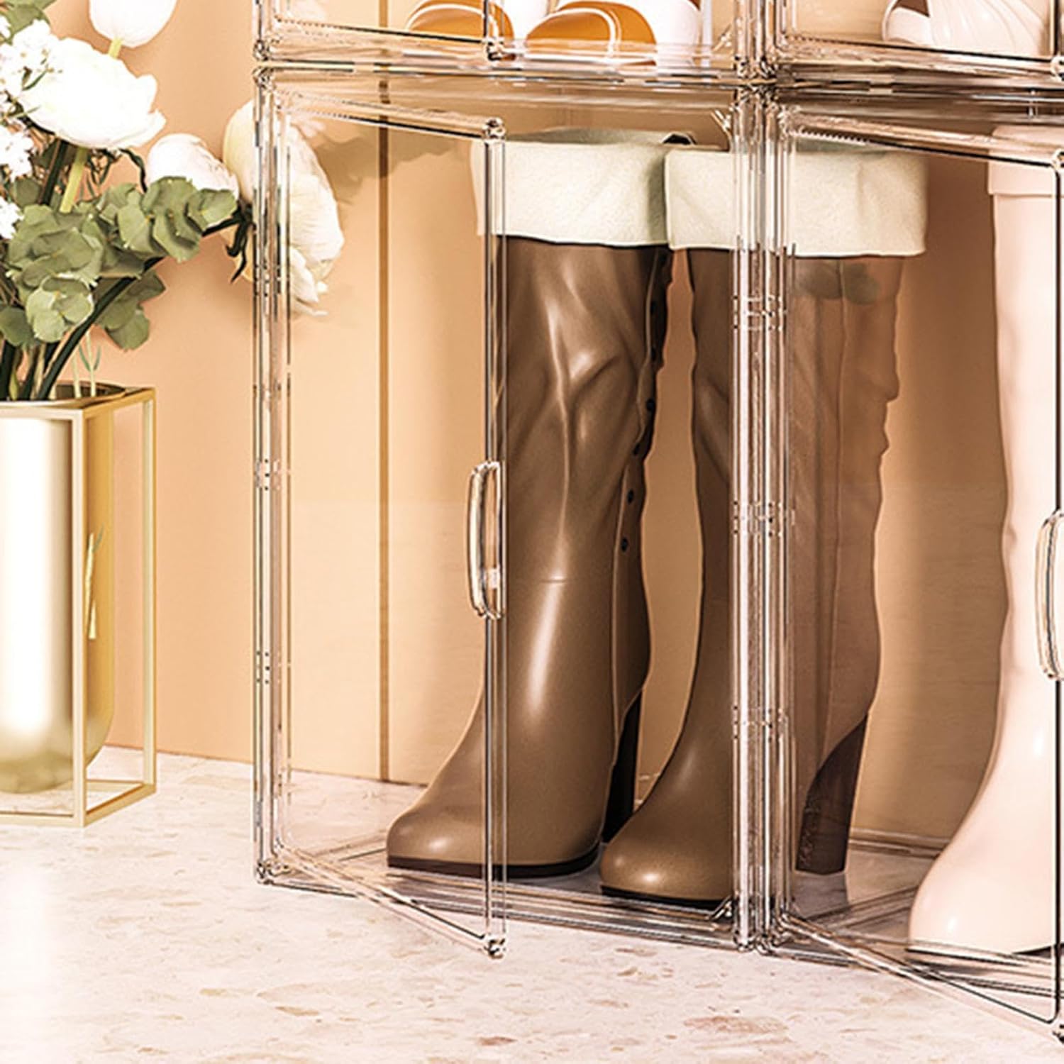 Boots Storage Box Stackable Drawers Holders Storage Shoe Box High Heel Shoes