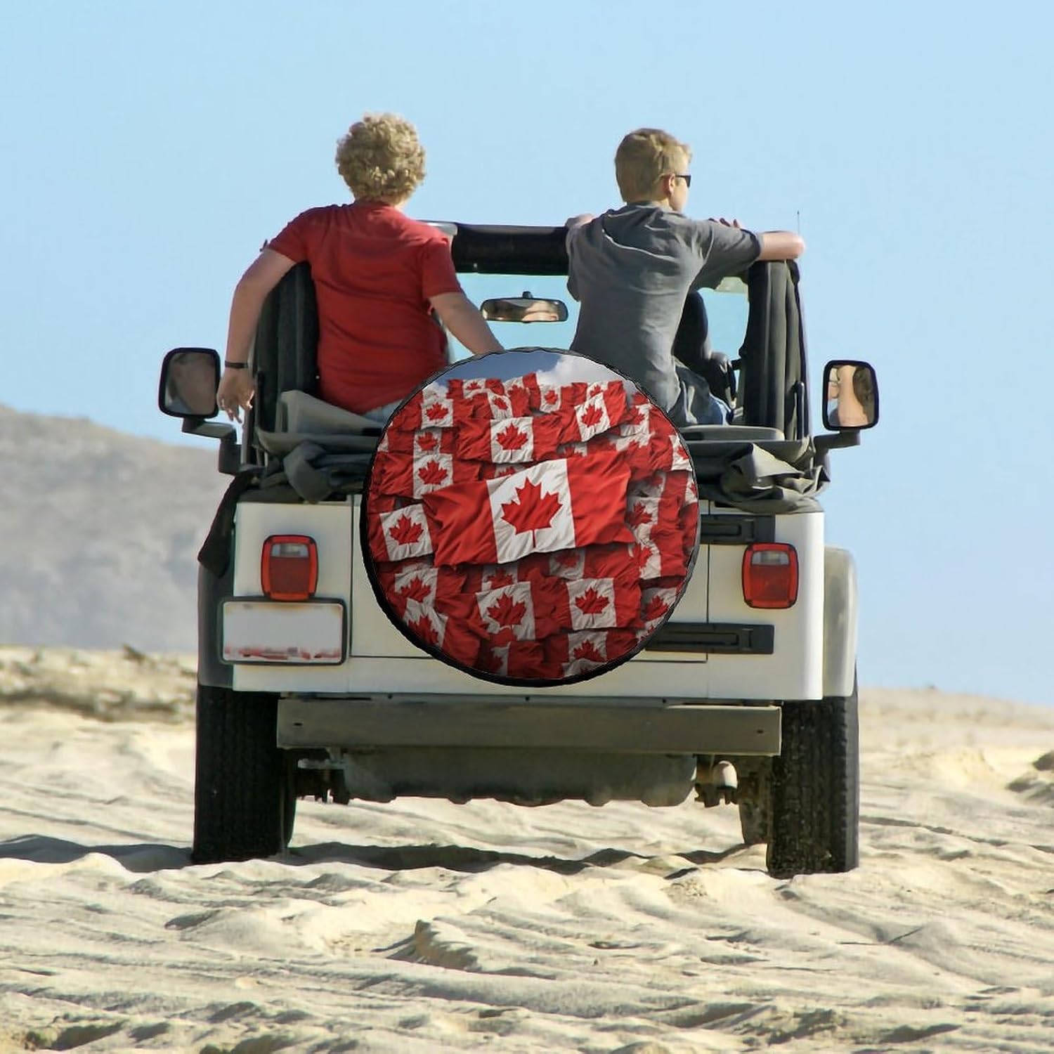 Universal Spare Tire Cover Waterproof Wheel Covers Car Tire Protector Canadian Flag Wheel Protector Dustproof Wheels Tires Cover for RV SUV Truck Camper Trailer 26inch