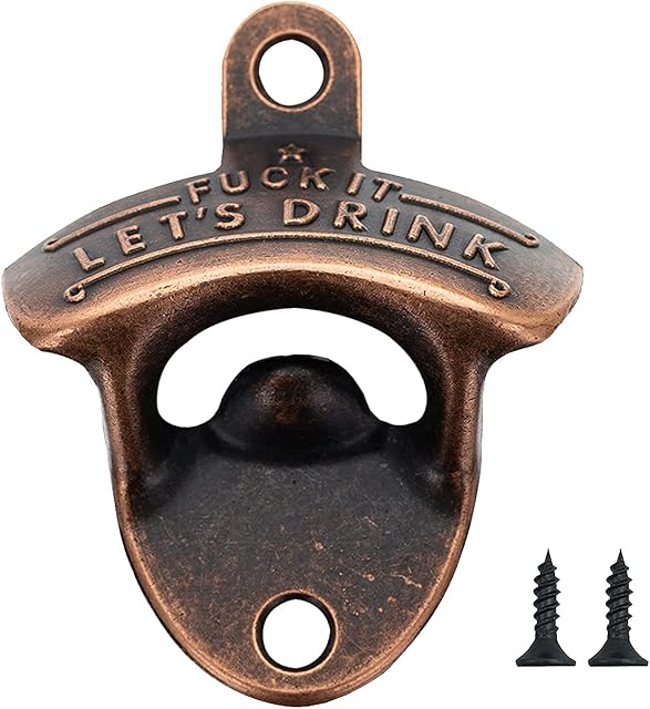 Wall Mounted Beer Bottle Opener, Cast Iron Bottle Opener Wall Mounted, Rustic Retro Style Vintage Beer Bottle Opener for Bar, Kitchens & Vintage Rustic Bar