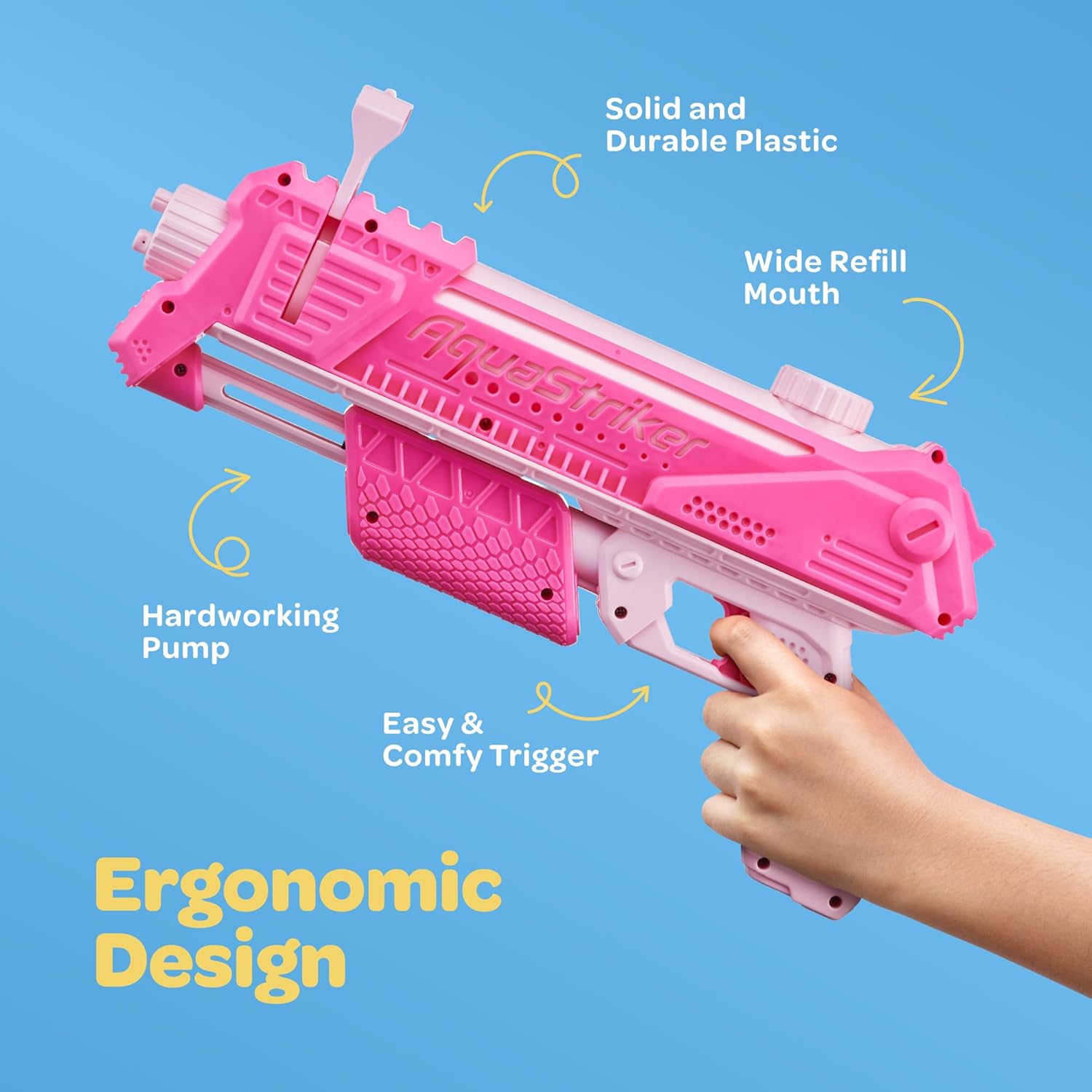 ArtCreativity AquaStriker Squirt Gun (Pink) - Prank Water Gun Gadget with Adjustable Sideways Shooting Action for Practical Jokes - Gag Water Gun for Kids 8-12 with 20' Range