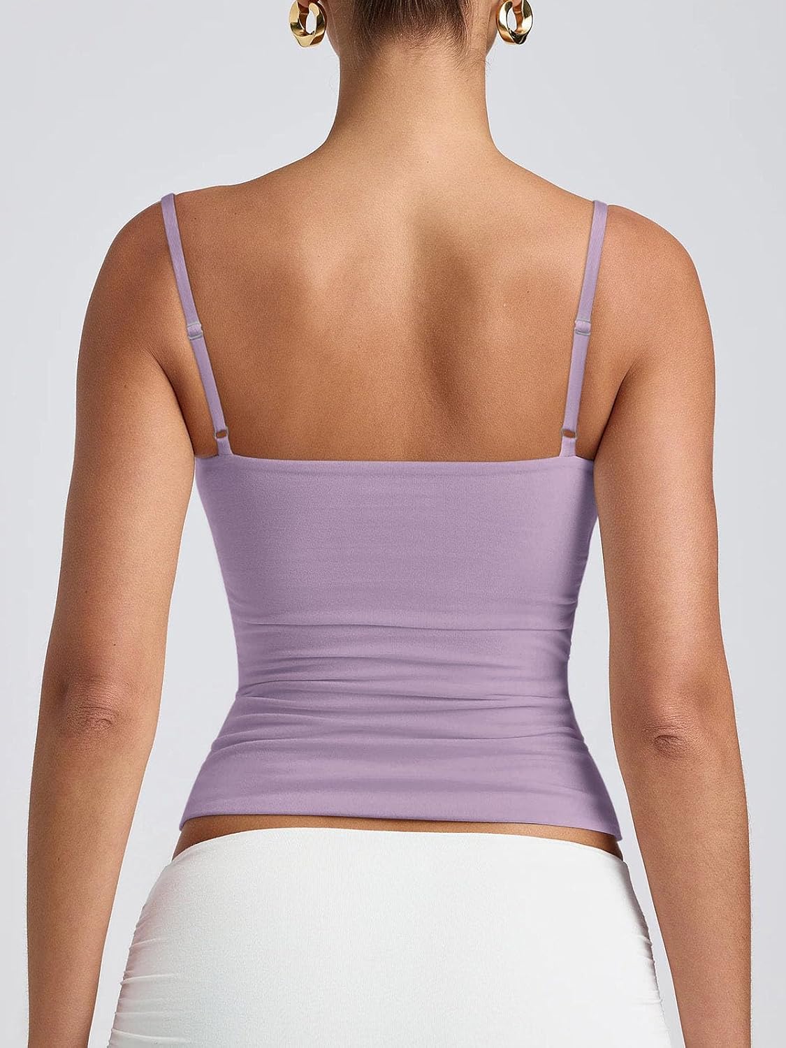  Women's Basic Double Lined Scoop Neck Tank Tops Summer Cami Top | Adjustable Spaghetti Strap,Soft Skin Stretch,Slim Fit for Everyday Wear thumbnail