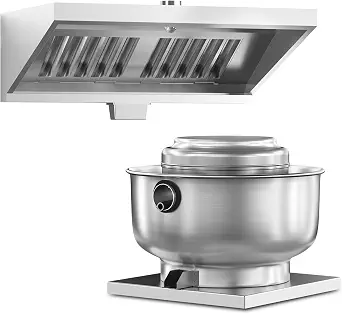 Food Truck Low Profile Exhaust Hood System with 4FT Stainless Steel Hood and 0.25HP Exhaust Fan