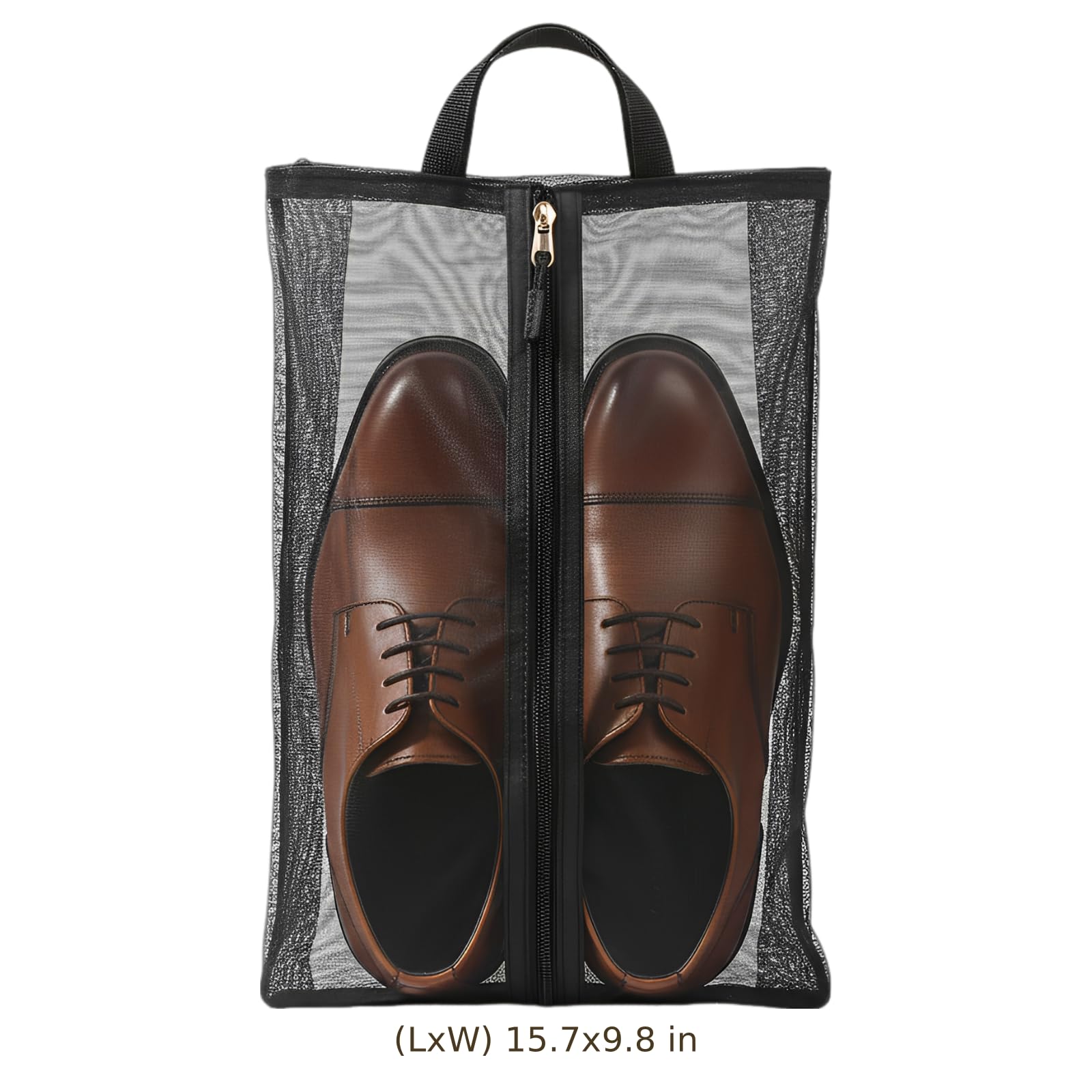 2 STK. Schuhbeutel für Reisen, 40 x 25 cm große Nylon-Schuh-Organizer, tragbar, mit atmungsaktivem Mesh-Design, Unisex Schuh-Aufbewahrungsbeutel, schwarz