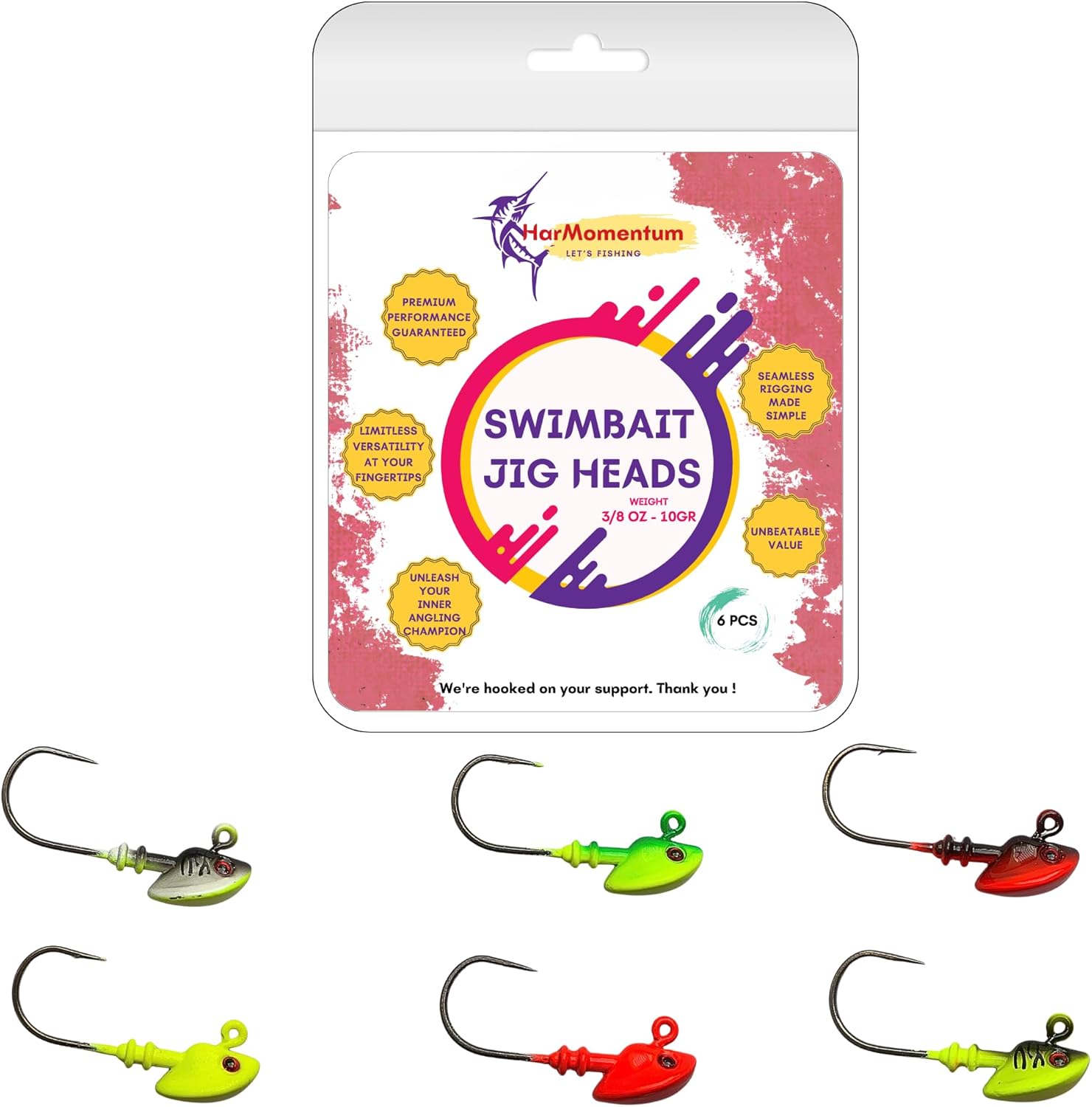 Harmomentum Tungsten Swimbait Jig HeadPremium Weedless