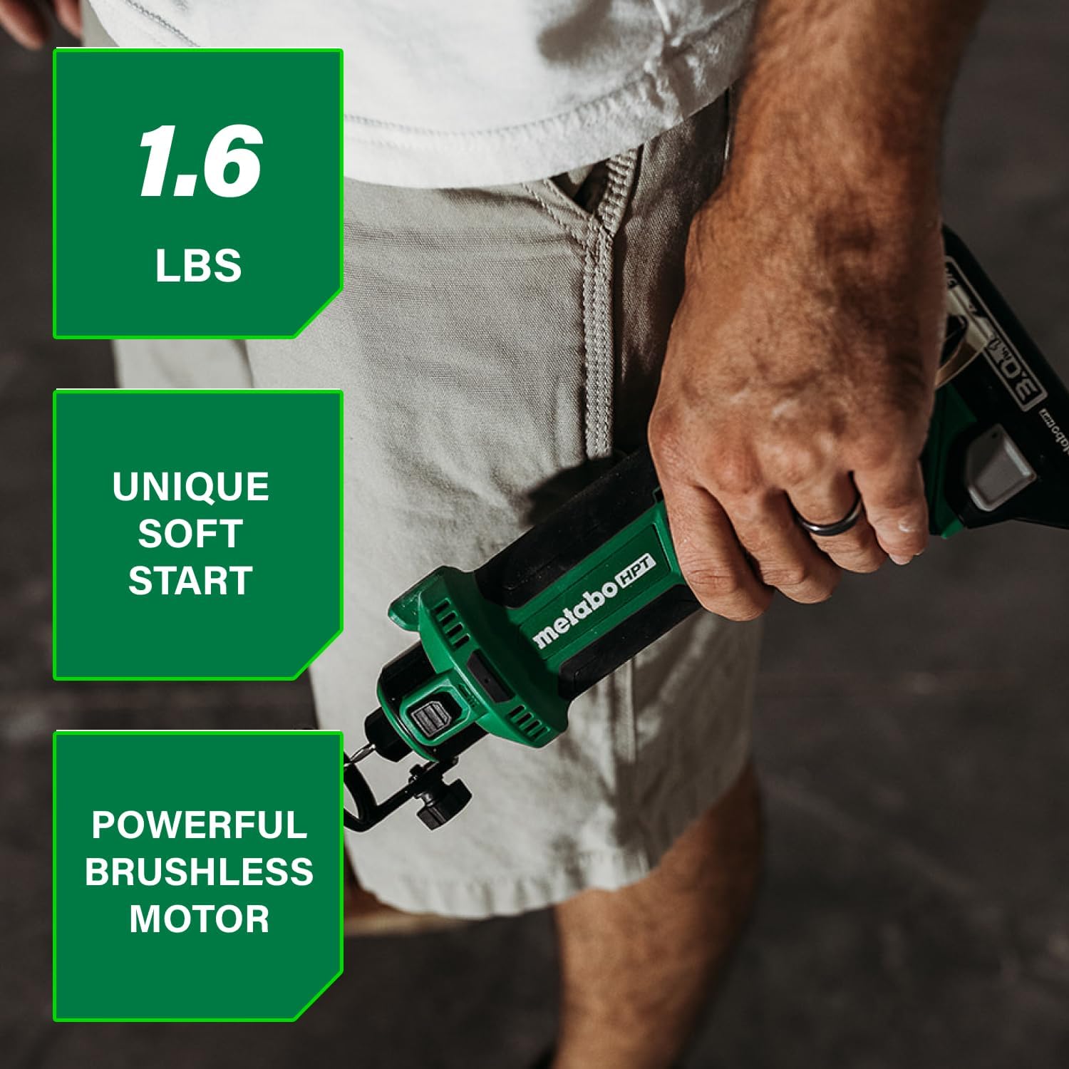 Metabo HPT 18V MultiVolt Cordless Drywall Cut Out Tool, Brushless Motor, 28,000 RPM, Interchangeable Collets, Unique Soft Start, Ergonomic Design, LED Light, Belt Hook, Tool Body Only, M18DYAQ4