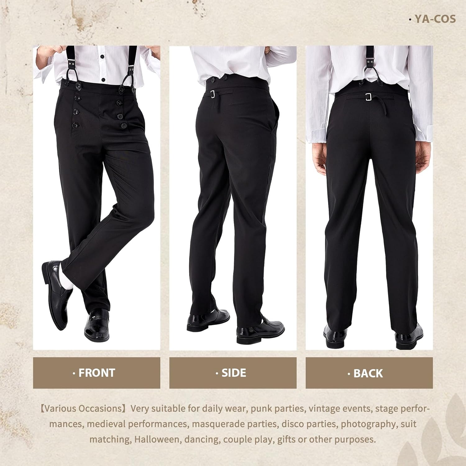 Ya-cos Men Steampunk Pants Classic Victorian Pants Adult Vintage Gothic Trousers Cosplay Costume - Image 7