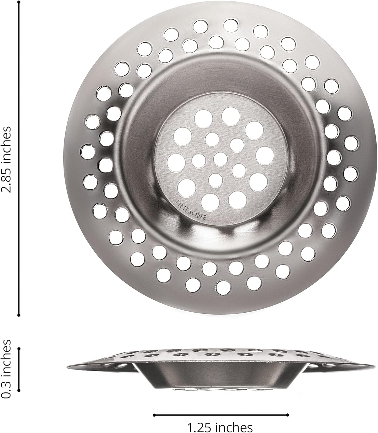 Sink Strainer 2.85 Inch - Bathroom & Kitchen Sink Drain Strainer - Tub Drain Hair & Food Catcher for Kitchen Sink and Bathtub, Stainless Steel, Pack of 3 - Image 3