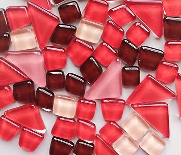 Mosaic Tiles 110 Pieces / 200 g Pack of Crystal Freestone Mosaic Mosaic Tile Supplies for Home Decoration, DIY Crafts, Plates, Picture Frames, Flowerpots 12 cm Irregular Tiles Red Color
