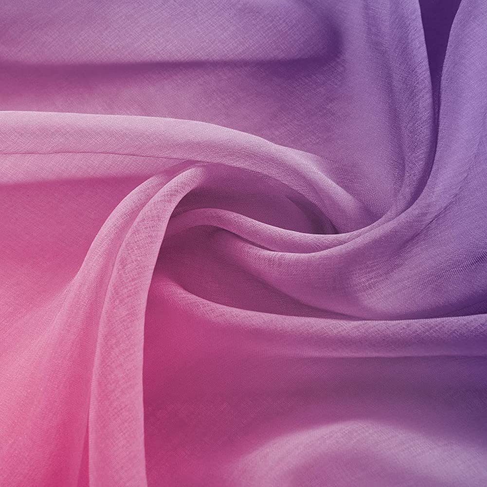 Vorhange Farbverlauf Rosa Lila 2er Set Voile Gardinen Halbtransparent Bunt Vorhänge mit Rod Tasche für Kinderzimmer Wohnzimmer Schlafzimmer,132x243
