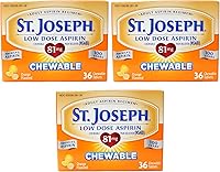 Vista 1 de St. Joseph Aspirina masticable naranja de 81 mg, 36 tabletas (paquete de 3)