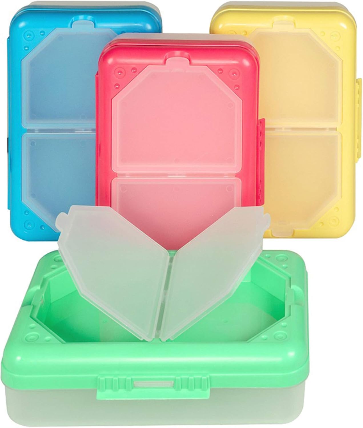 C-Line Storage Box, 5.43 x 8.25 x 2.43, Seafoam Green, Seaside Blue, Sunset Red, Sunny Yellow, 12/Carton