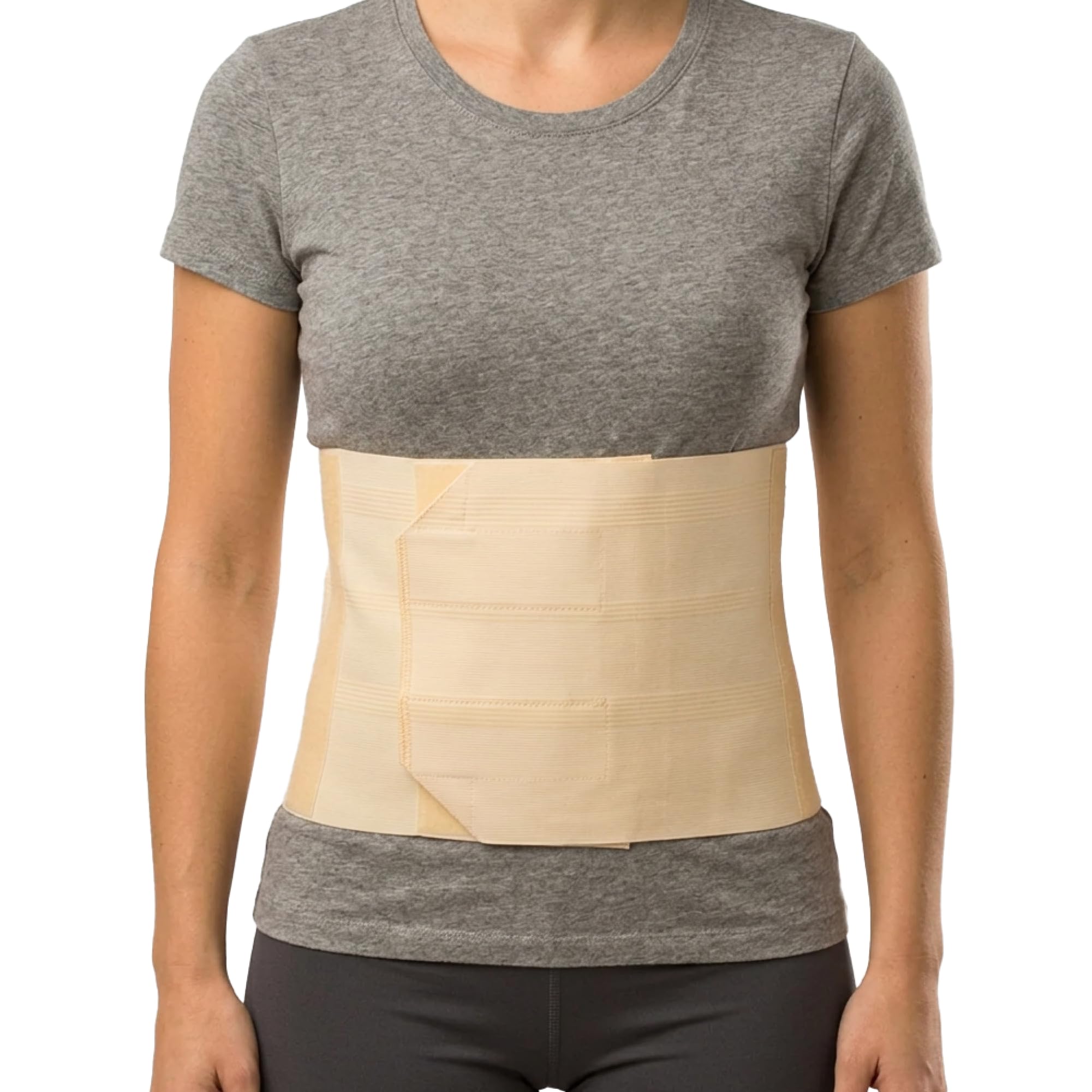 Thermoskin Bauchbinde und Bauchbandage - Verstellbare Länge 60-158 cm - Elastischer bauchgurt nach op und nach Gebur, Bauchstütze Damen und Herren, Beige